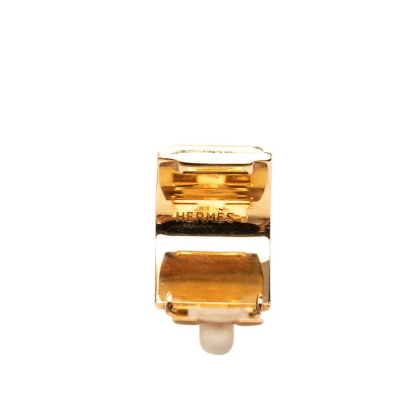 Hermès Gold Plated Enamel Cloisonne Clip On Earrings Gold Metal Very good condition - Inside View