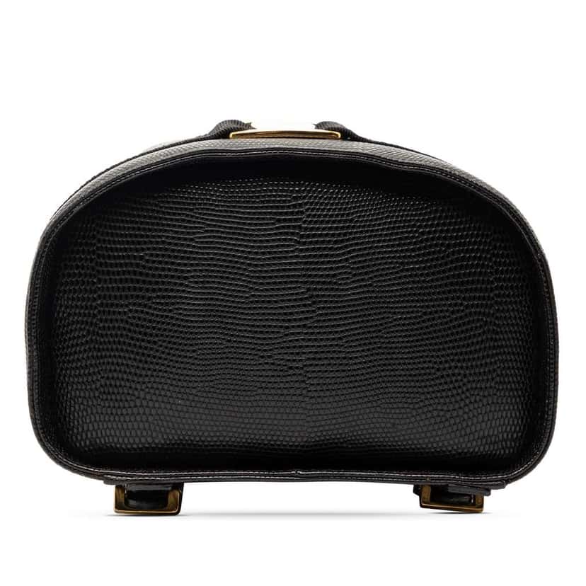 Salvatore Ferragamo Lizard Embossed Leather Vara Bow Drawstring Backpack Black Leather Very good condition - Inside View