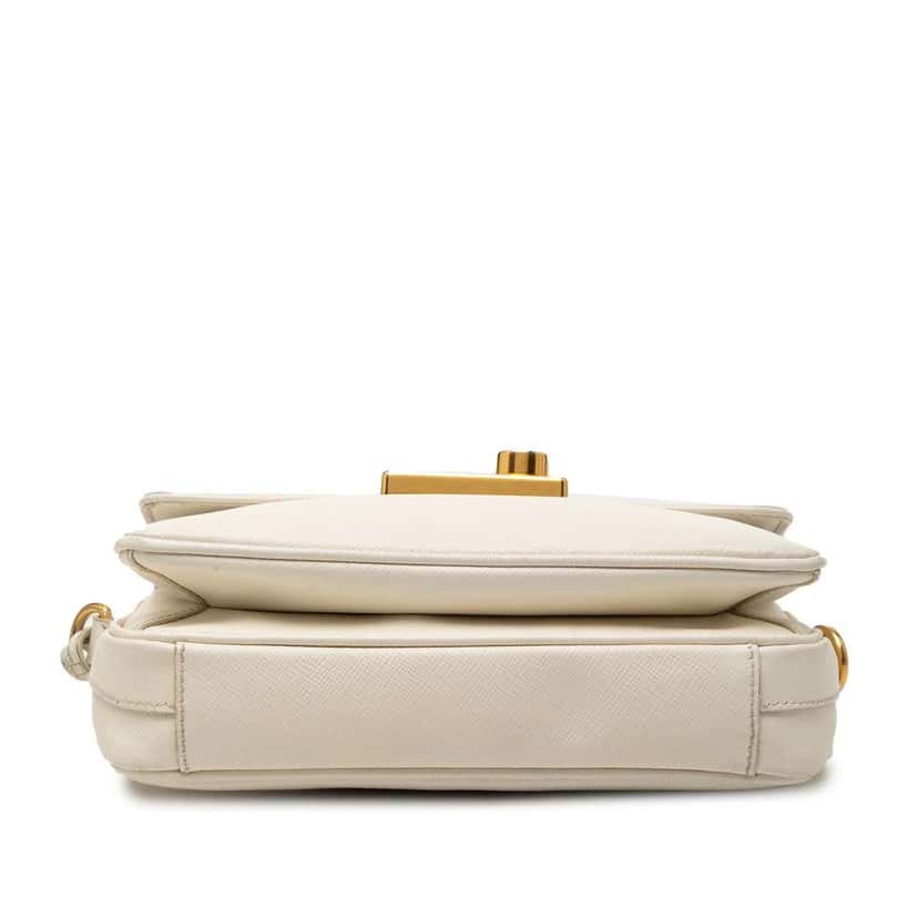 Prada Saffiano Sound Lock Satchel White Leather Very good condition - Inside View