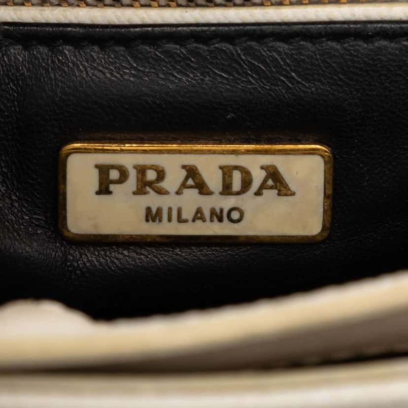 Prada Saffiano Sound Lock Satchel White Leather Very good condition - Box View