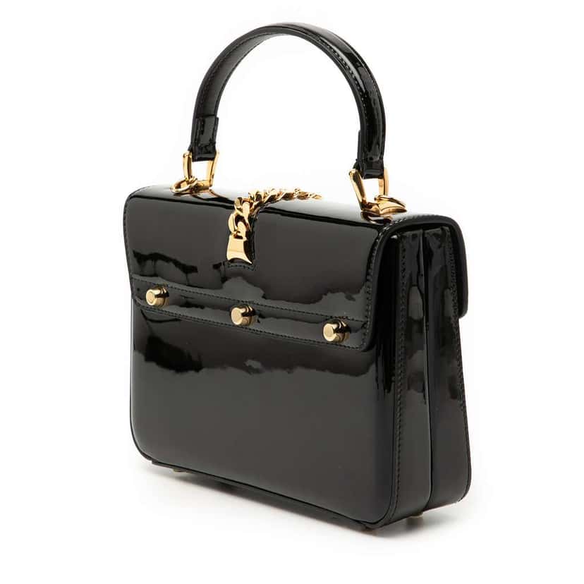 Gucci Mini Patent Sylvie 1969 Top Handle Bag Black Leather Very good condition - Back View