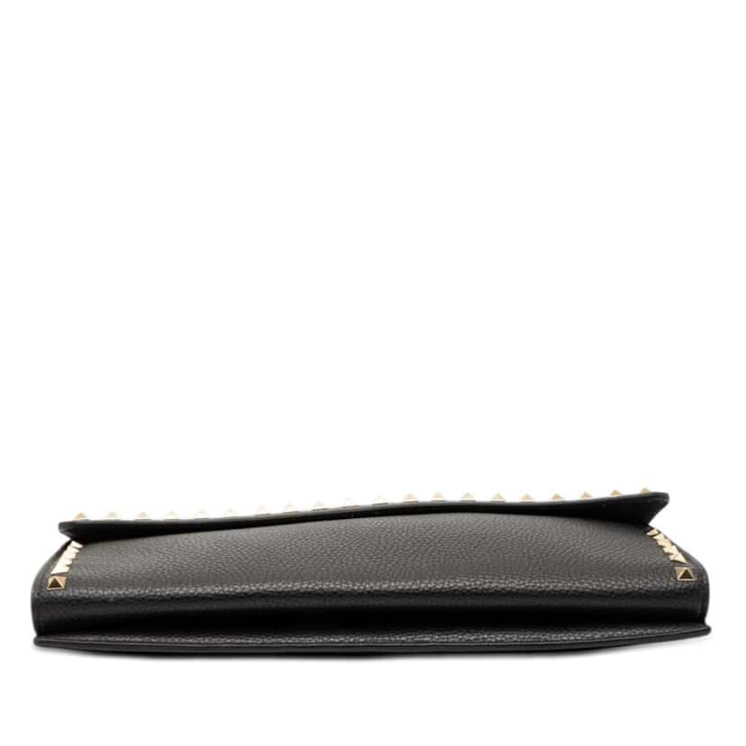 Valentino Grained Calfskin Rockstud Wristlet Clutch Black Leather Very good condition - Inside View