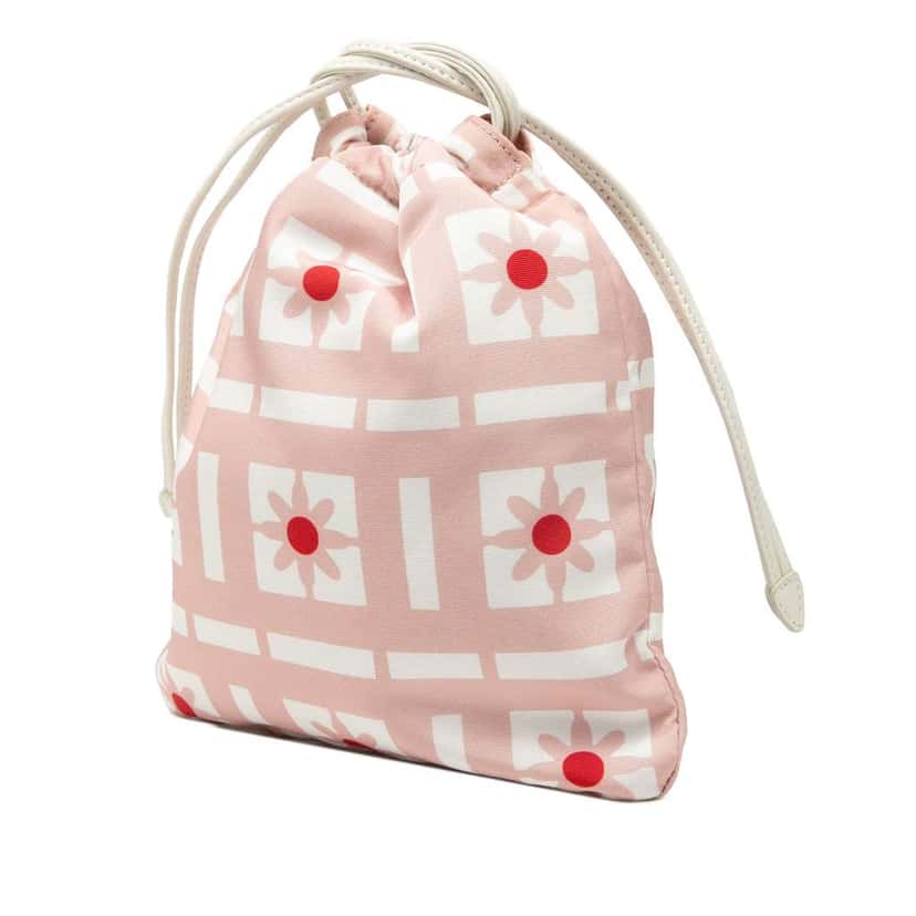 Miu Miu Printed Nylon Flower Drawstring Pouch Pink Very good condition - Back View