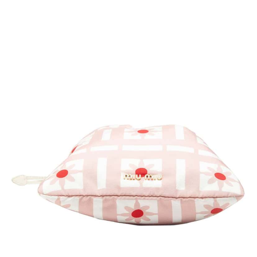 Miu Miu Printed Nylon Flower Drawstring Pouch Pink Very good condition - Inside View