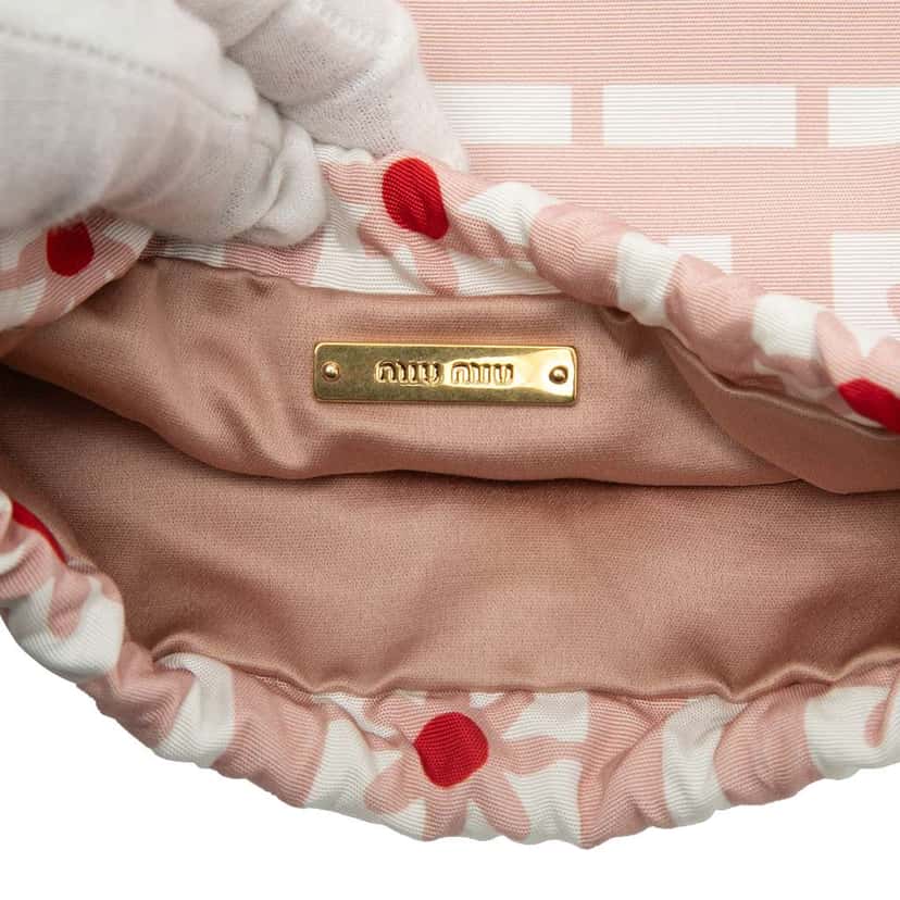 Miu Miu Printed Nylon Flower Drawstring Pouch Pink Very good condition - Box View
