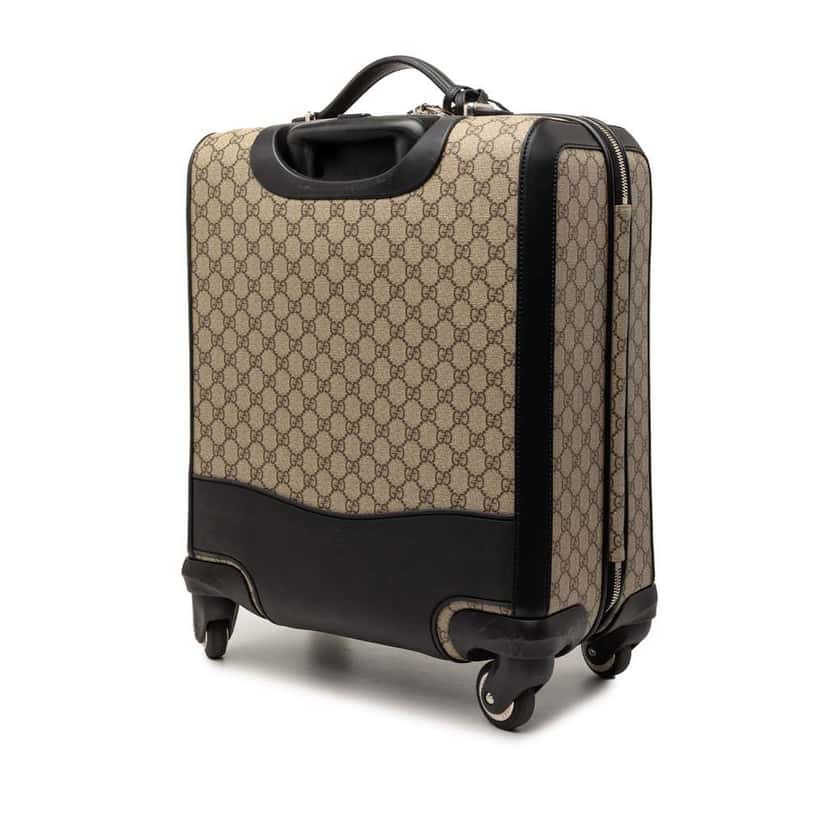 Gucci GG Supreme Carry On Rolling Suitcase Beige Canvas Very good condition - Back View
