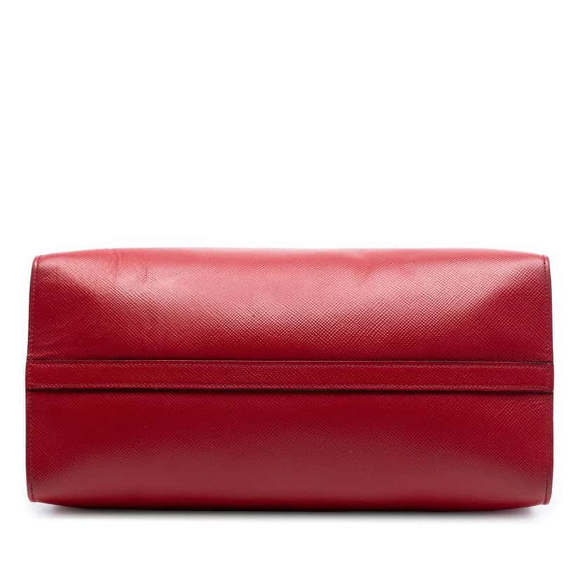 Prada Medium Saffiano Cuir Monochrome Top Handle Tote Red Leather Good condition - Inside View