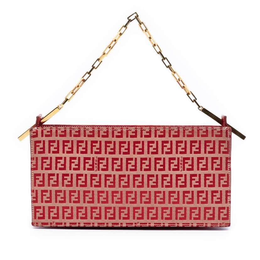 Fendi Zucchino Canvas Handbag Red Canvas Very good condition - Front View