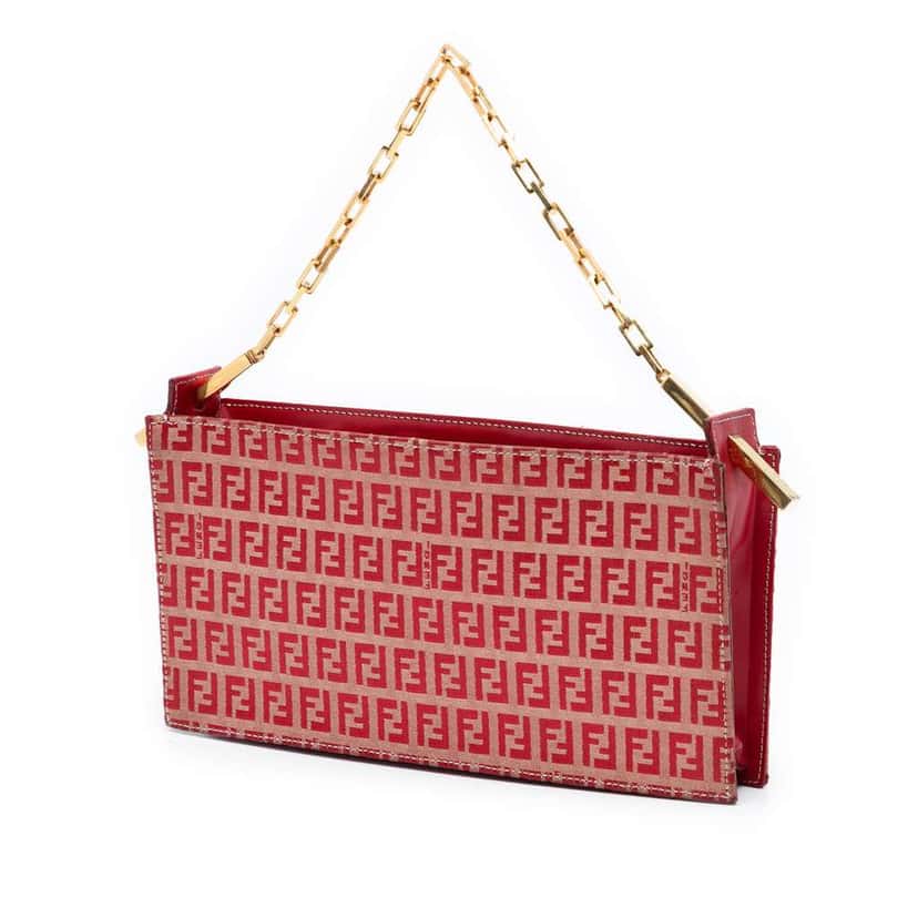 Fendi Zucchino Canvas Handbag Red Canvas Very good condition - Back View