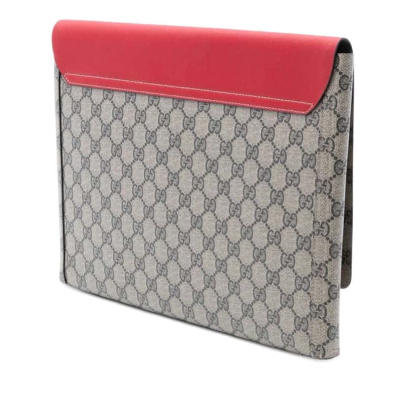 Gucci GG Supreme No Longer Not Yet Clutch Beige Canvas Very good condition - Back View