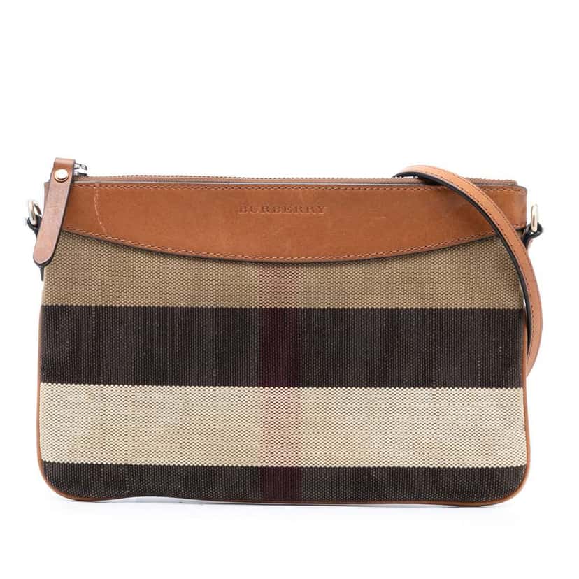 Burberry Mega Check Canvas Peyton Crossbody Brown Canvas Very good condition - Front View