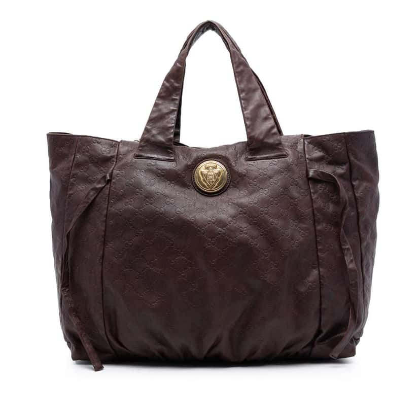 Gucci Large Guccissima Hysteria Tote Brown Leather Very good condition - Front View