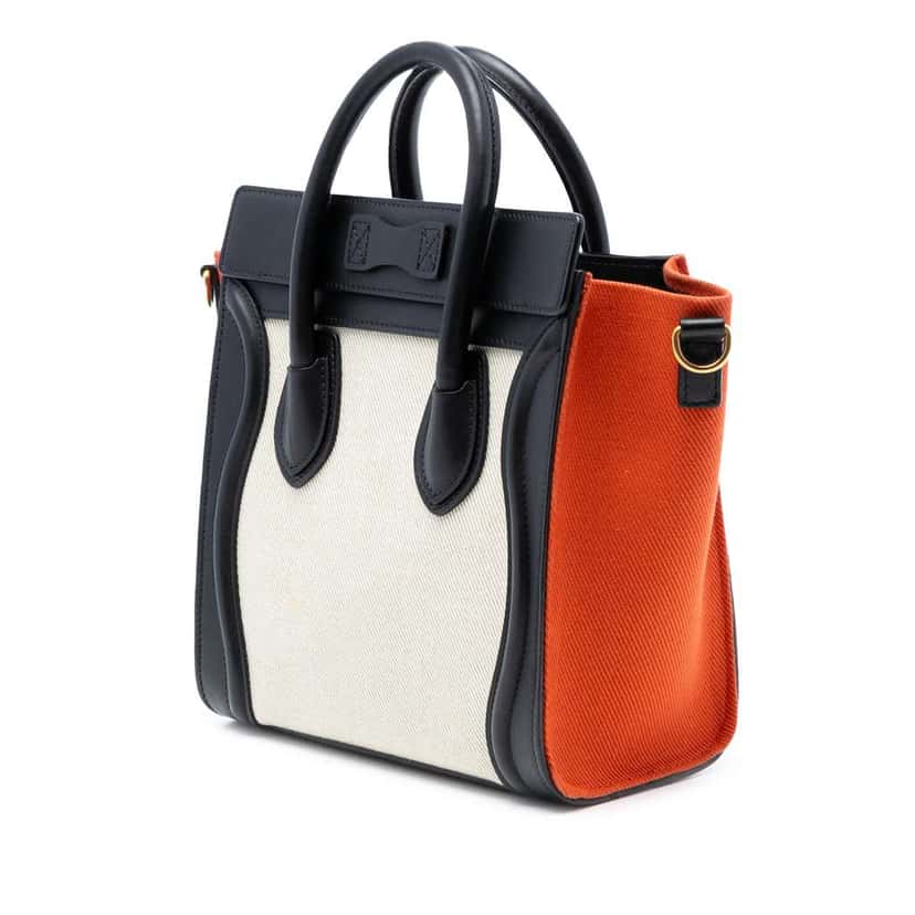 Celine Nano Tricolor Canvas and Leather Luggage Tote Brown Canvas Very good condition - Back View