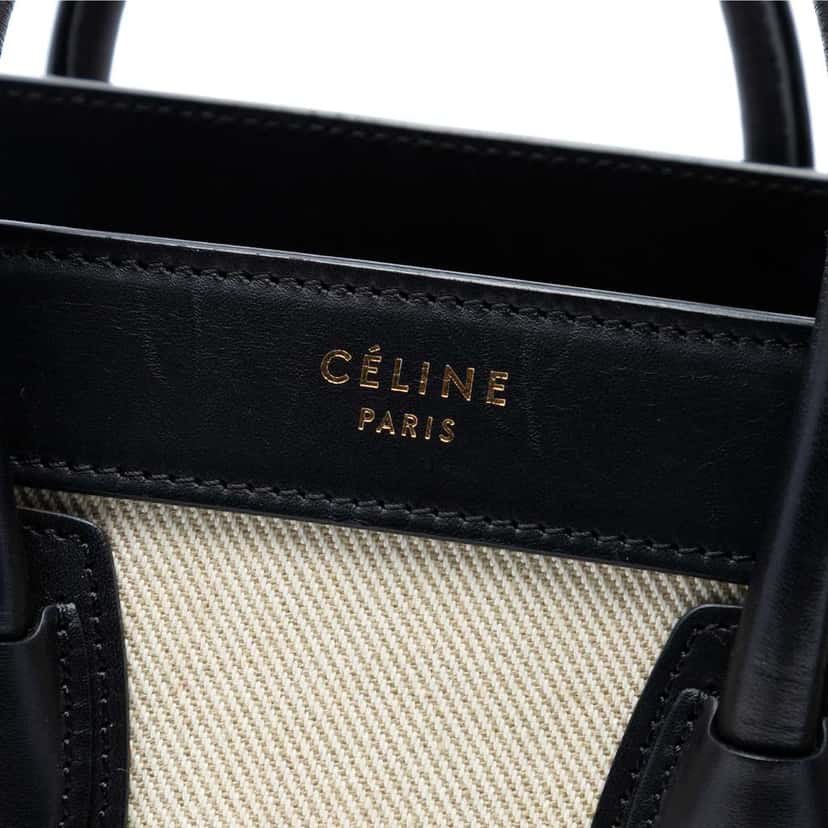 Celine Nano Tricolor Canvas and Leather Luggage Tote Brown Canvas Very good condition - Box View