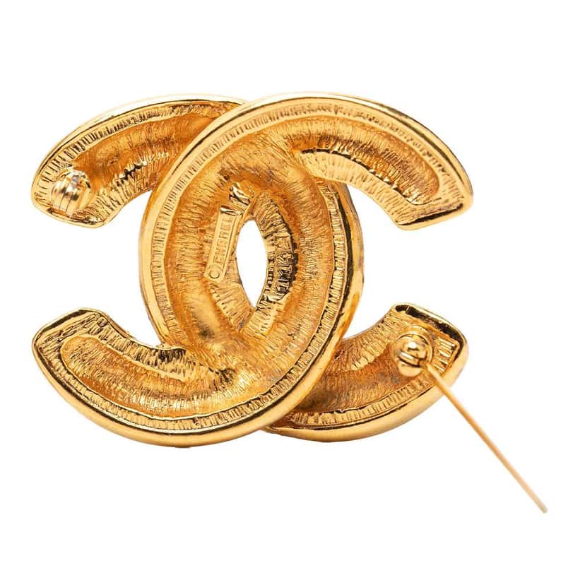 Chanel Gold Plated Quilted CC Brooch Gold Metal Very good condition - Inside View