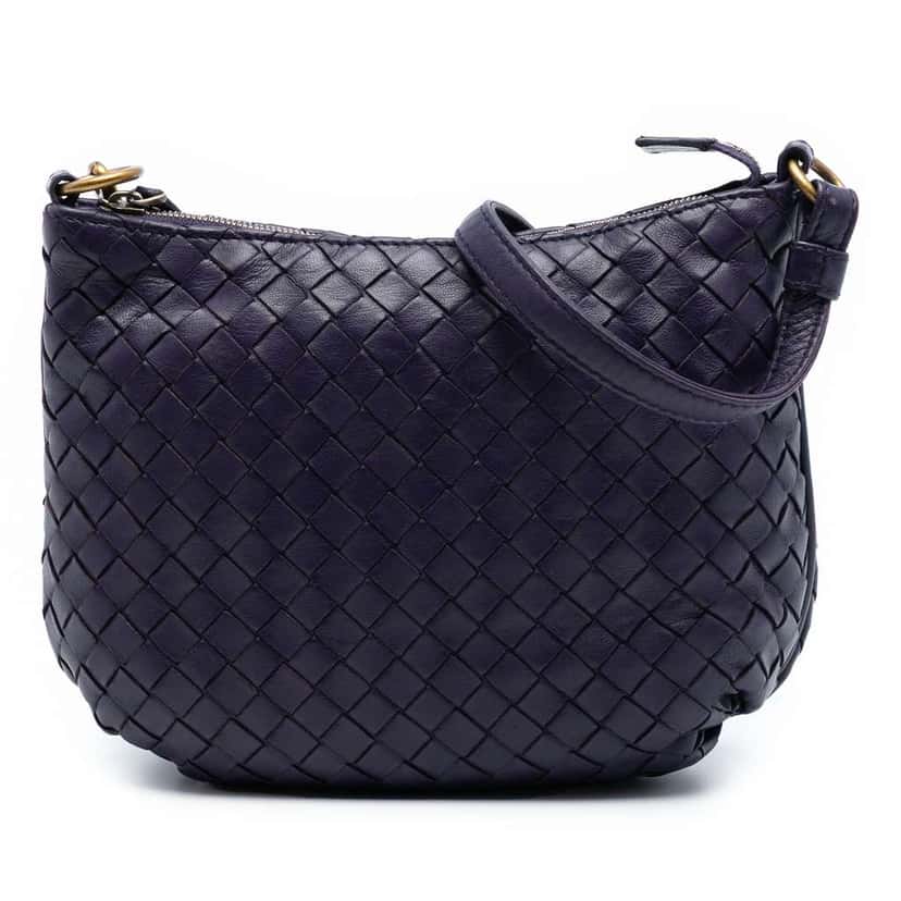 Bottega Veneta Nappa Intrecciato Crossbody Purple Leather Very good condition - Front View
