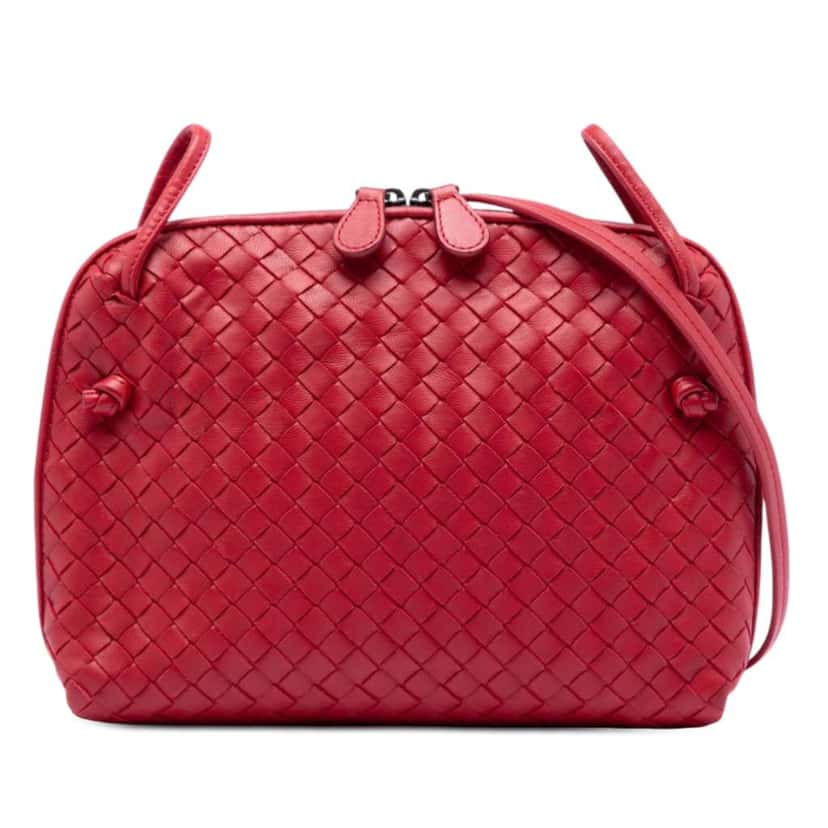 Bottega Veneta Nappa Intrecciato Nodini Crossbody Red Leather Very good condition - Front View