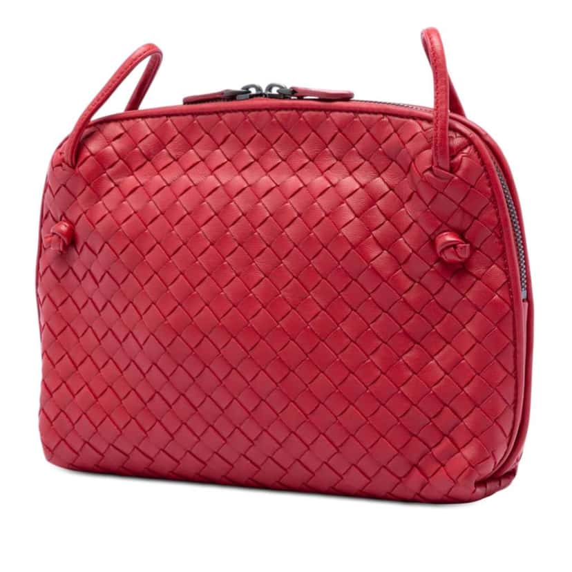 Bottega Veneta Nappa Intrecciato Nodini Crossbody Red Leather Very good condition - Back View