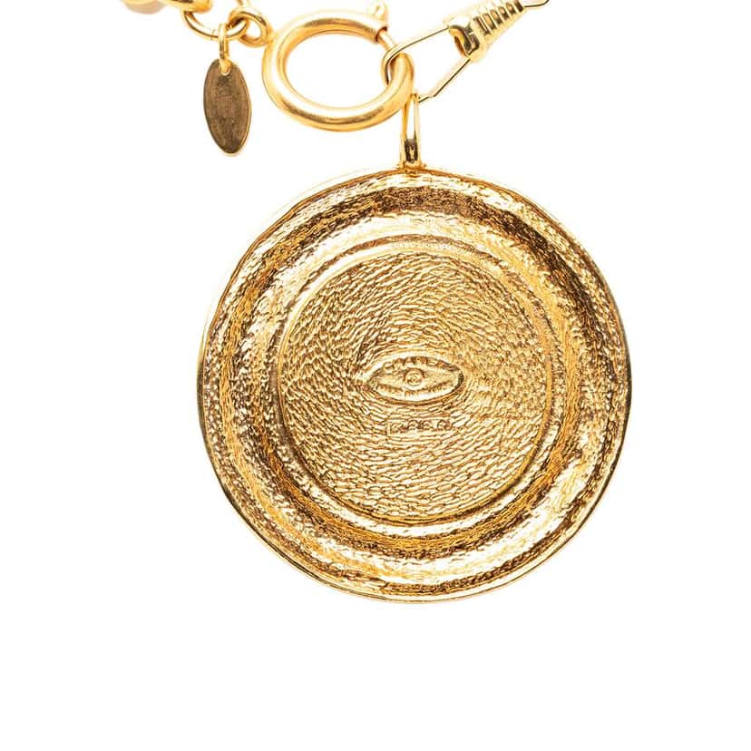 Chanel Gold Plated 31 Rue Cambon Medallion Pendant Necklace Gold Metal Very good condition - Back View