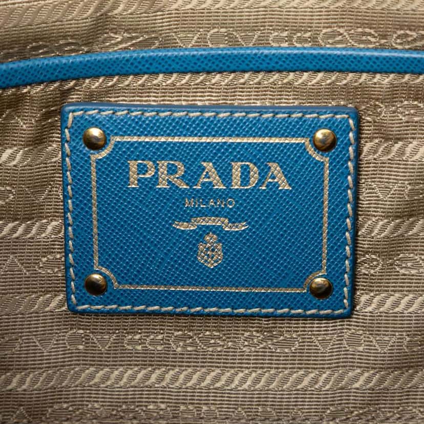 Prada Saffiano Trimmed Canvas Canapa Logo Double Zip Satchel Brown Canvas Very good condition - Box View