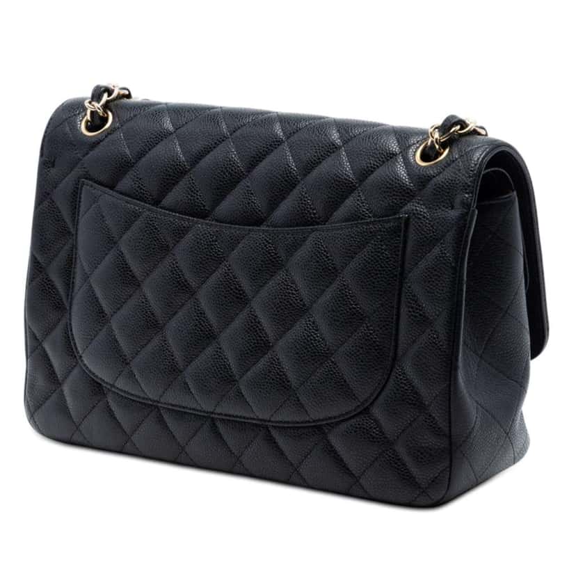 Chanel Jumbo Classic Caviar Double Flap Black Leather Very good condition - Back View