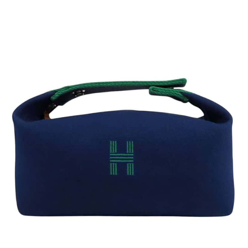 Hermès Small Toile Bride A Brac Case Blue Canvas Very good condition - Front View
