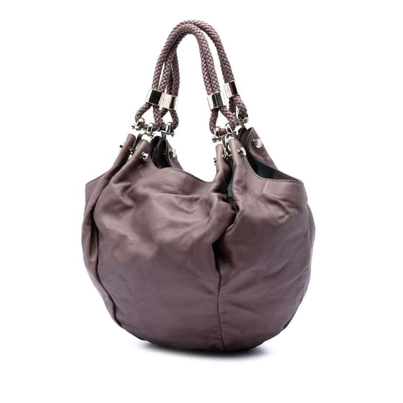 Gucci Leather Braided Handle Hobo Brown Leather Very good condition - Back View