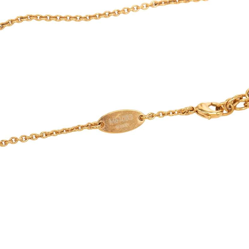 Louis Vuitton Gold Plated Essential V Pendant Necklace Gold Metal Very good condition - Back View
