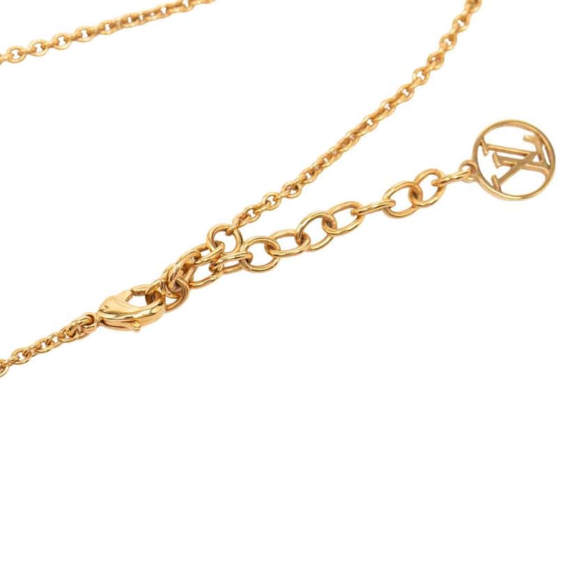 Louis Vuitton Gold Plated Essential V Pendant Necklace Gold Metal Very good condition - Inside View