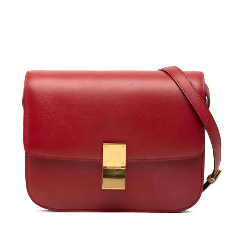 Celine Medium Calfskin Classic Box Red Leather Very good condition - Front View
