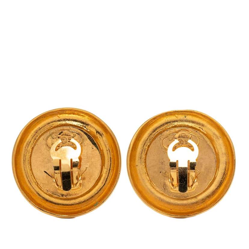 Chanel Gold Plated Faux Pearl 31 Rue Cambon Clip On Earrings Gold Metal Very good condition - Back View
