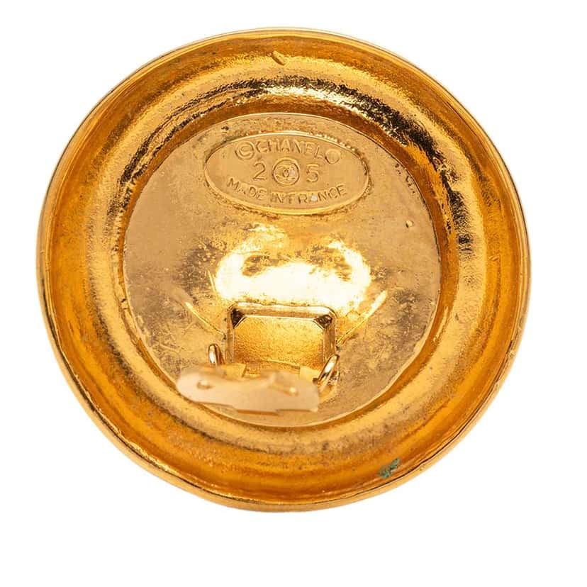 Chanel Gold Plated Faux Pearl 31 Rue Cambon Clip On Earrings Gold Metal Very good condition - Inside View