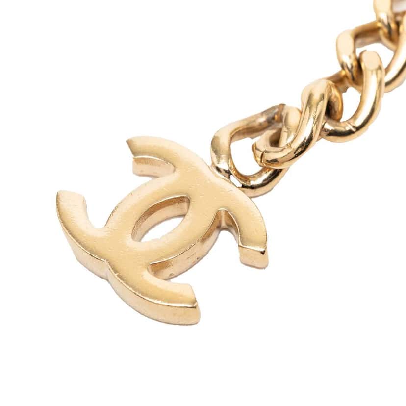 Chanel Gold Plated Strass Coco Double Chain Belt Gold Metal Very good condition - Back View