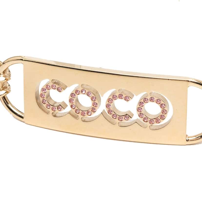 Chanel Gold Plated Strass Coco Double Chain Belt Gold Metal Very good condition - Model View