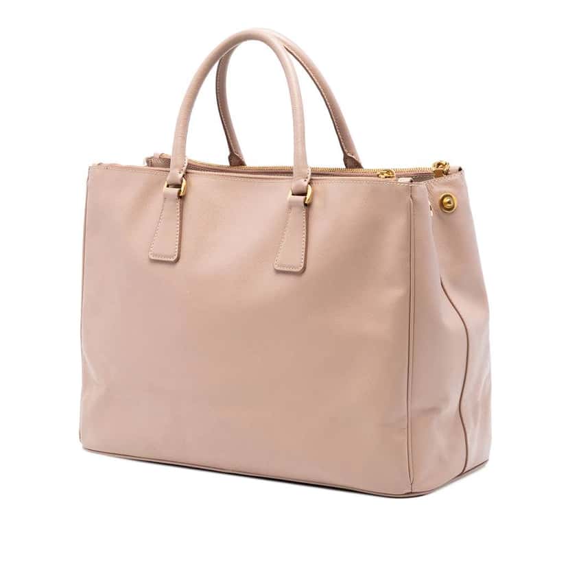 Prada Large Saffiano Lux Galleria Double Zip Tote Brown Leather Very good condition - Back View