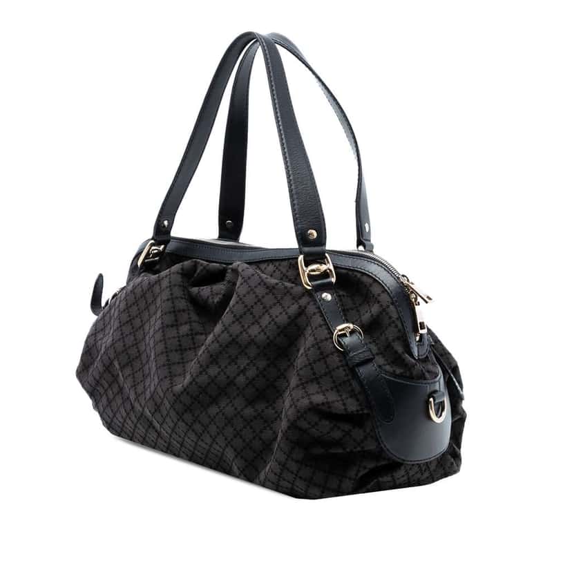 Gucci Diamante Canvas Bridle Satchel Grey Canvas Very good condition - Back View