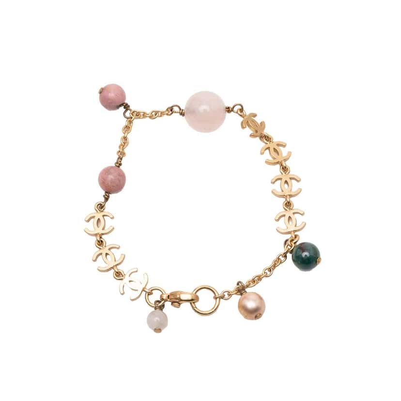 Chanel Gold Plated CC Faux Pearl Bracelet Gold Metal Very good condition - Inside View