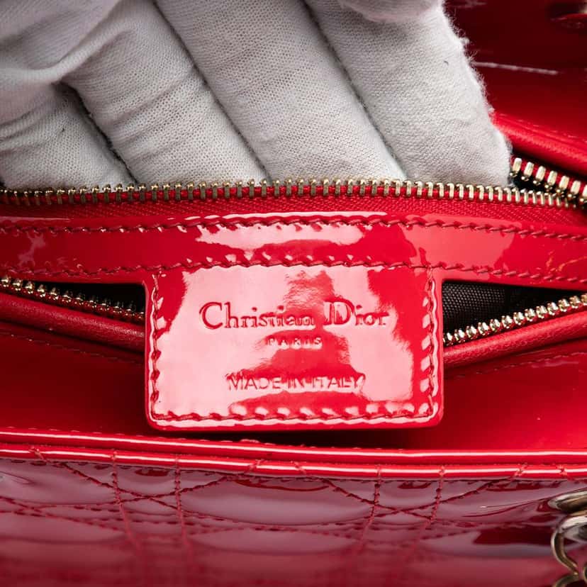 Dior Medium Patent Cannage Lady Dior Red Leather Very good condition - Box View
