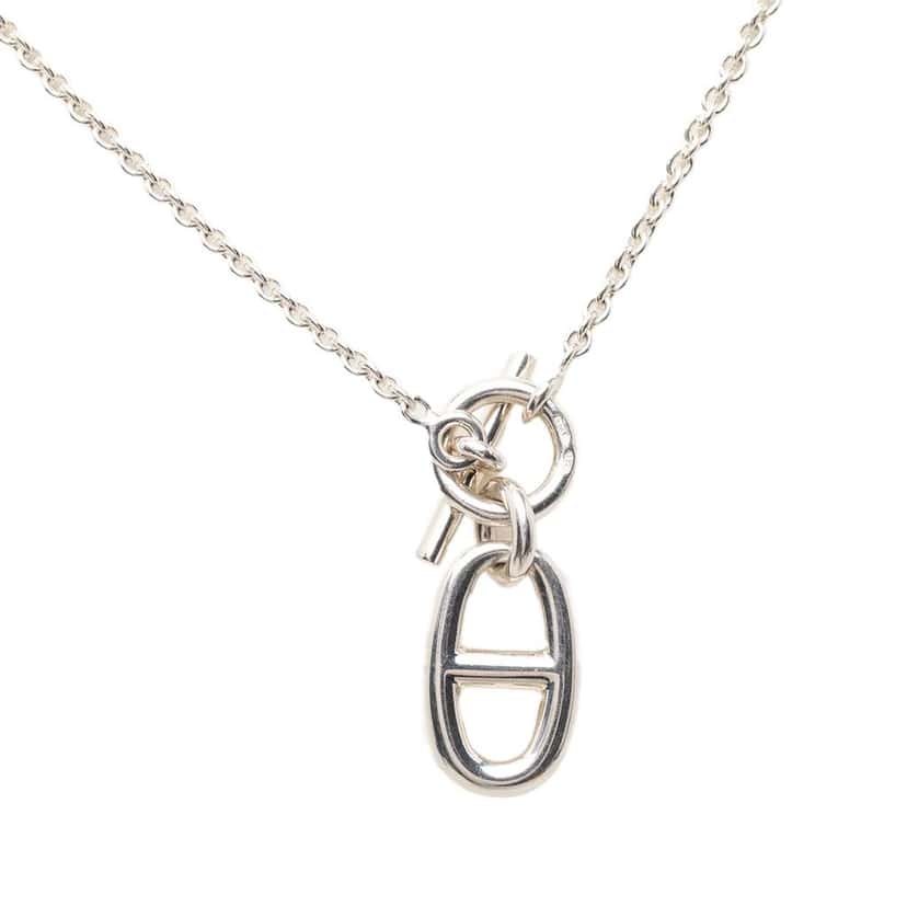 Hermès Sterling Silver Chaine d Ancre Pendant Necklace Silver Silver Very good condition - Back View