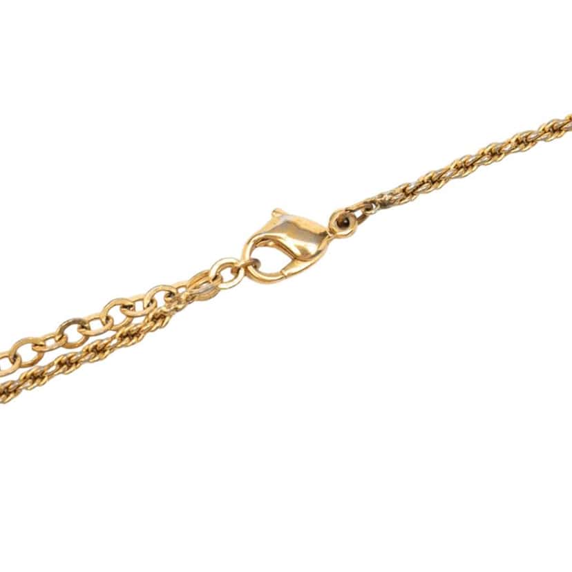 Dior Gold Plated Rhinestone Logo Medallion Pendant Necklace Gold Metal Very good condition - Inside View