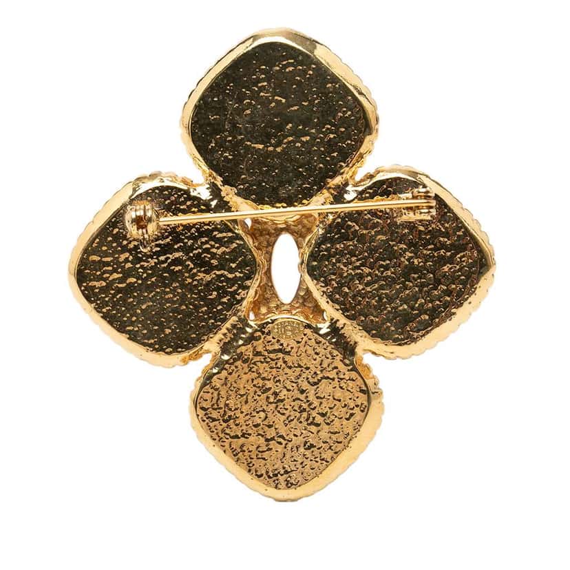 Chanel Gold Plated Coco Mark Flower Brooch Gold Metal Very good condition - Back View