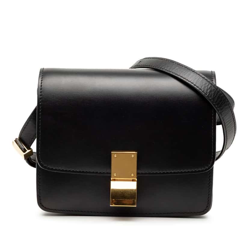 Celine Small Calfskin Classic Box Black Leather Very good condition - Front View