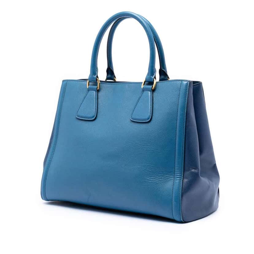 Prada Bicolor Saffiano Lux Galleria Satchel Blue Leather Very good condition - Back View