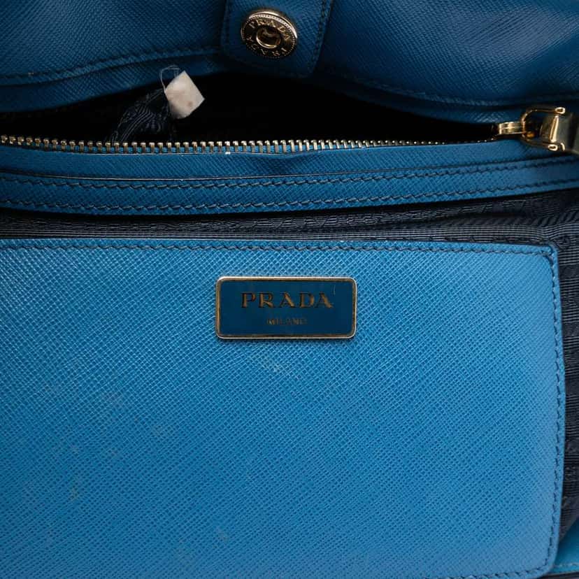Prada Bicolor Saffiano Lux Galleria Satchel Blue Leather Very good condition - Box View