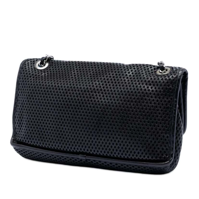 Chanel Medium Perforated Lambskin Up In The Air Flap Black Leather Very good condition - Back View