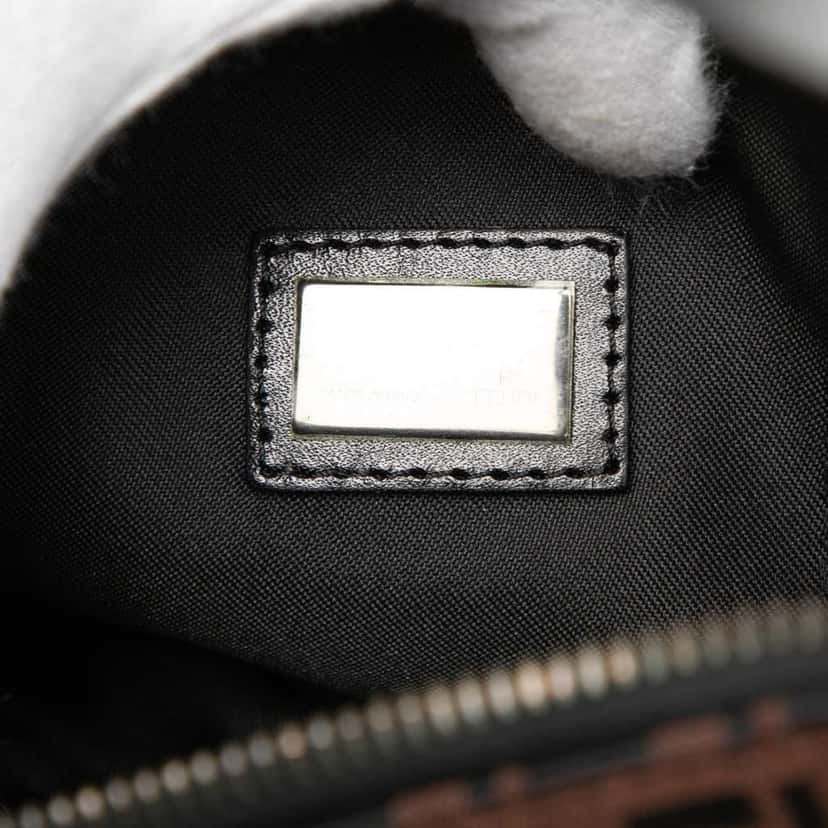 Fendi Mini Zucchino Canvas Shoulder Bag Brown Canvas Very good condition - Box View