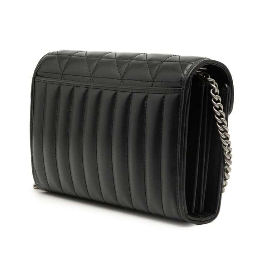 Gucci GG Marmont Matelasse Leather Aria Wallet On Chain Black Leather Very good condition - Back View