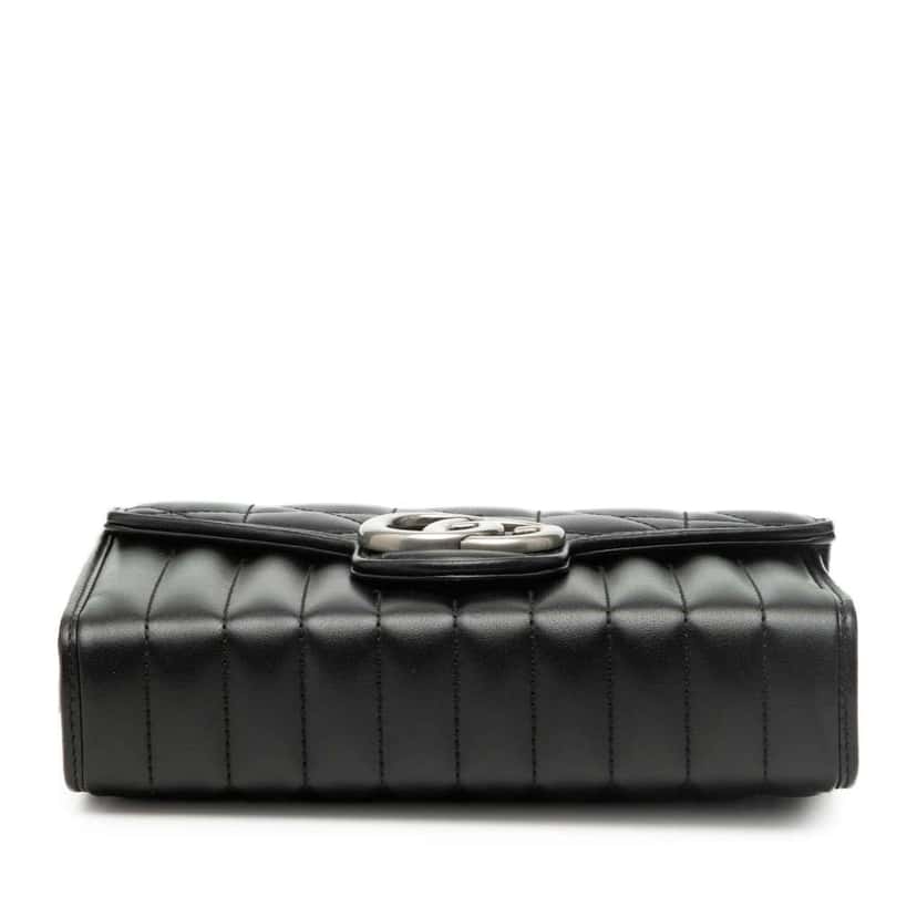 Gucci GG Marmont Matelasse Leather Aria Wallet On Chain Black Leather Very good condition - Inside View