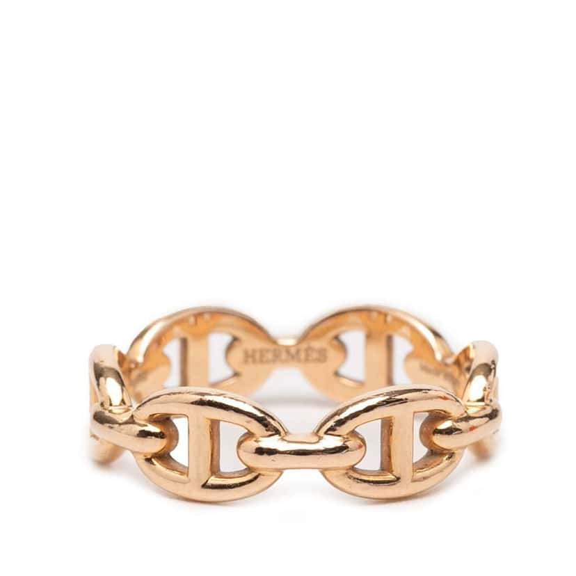 Hermès 18K Rose Gold Chaine d Ancre Enchainee Ring Pink Rose Gold Very good condition - Front View