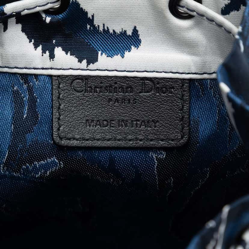 Dior Technical Fabric Embroidered Palm Tree Toile de Jouy DiorTravel Drawstring Pouch Blue Very good condition - Box View